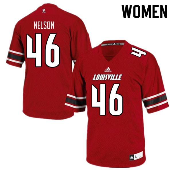 Women #46 Blake Nelson Louisville Cardinals College Football Jerseys Sale-Red - Click Image to Close